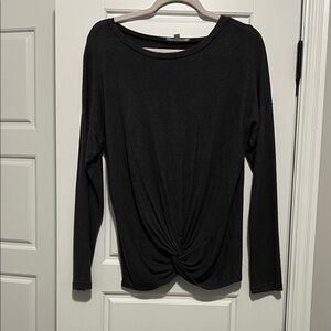 Black Long Sleeve Twist Knot Top